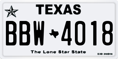 TX license plate BBW4018