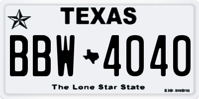 TX license plate BBW4040