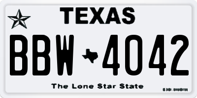 TX license plate BBW4042