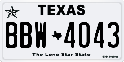 TX license plate BBW4043