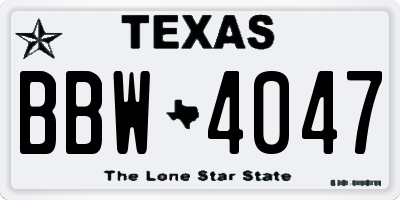 TX license plate BBW4047