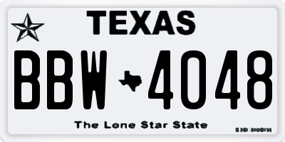 TX license plate BBW4048