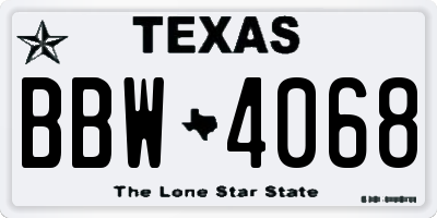 TX license plate BBW4068