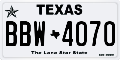 TX license plate BBW4070