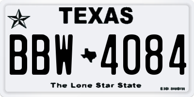 TX license plate BBW4084