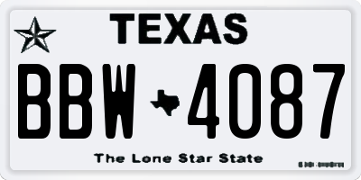 TX license plate BBW4087