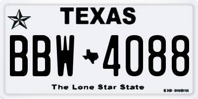 TX license plate BBW4088
