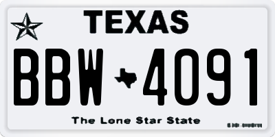 TX license plate BBW4091