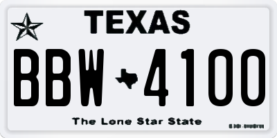 TX license plate BBW4100