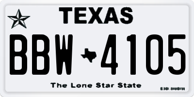 TX license plate BBW4105