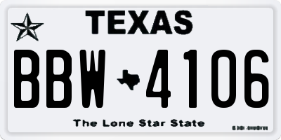 TX license plate BBW4106