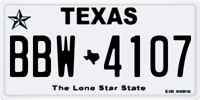 TX license plate BBW4107