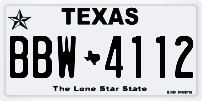 TX license plate BBW4112