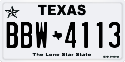 TX license plate BBW4113