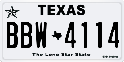 TX license plate BBW4114