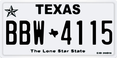 TX license plate BBW4115