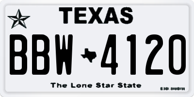 TX license plate BBW4120