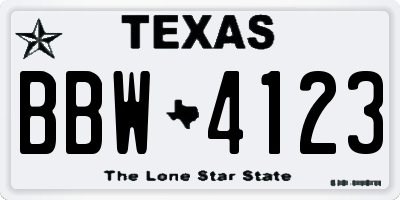 TX license plate BBW4123