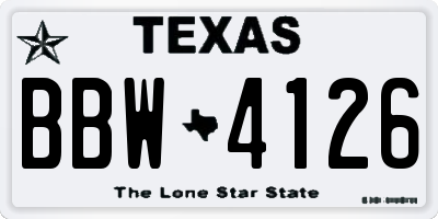 TX license plate BBW4126