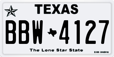 TX license plate BBW4127