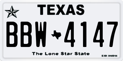 TX license plate BBW4147