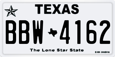 TX license plate BBW4162