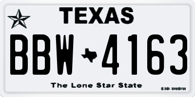TX license plate BBW4163