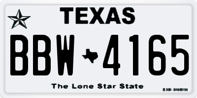 TX license plate BBW4165
