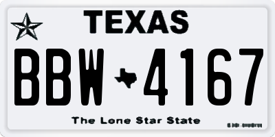 TX license plate BBW4167