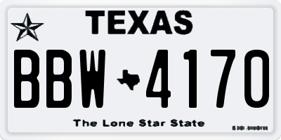 TX license plate BBW4170