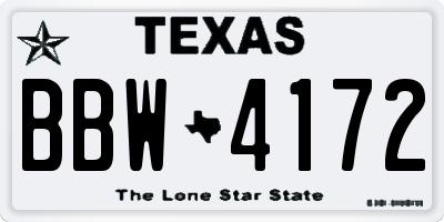 TX license plate BBW4172