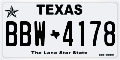 TX license plate BBW4178