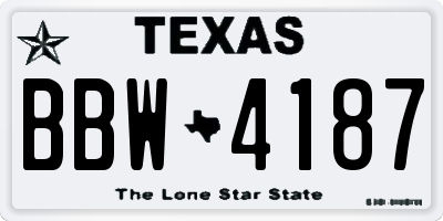 TX license plate BBW4187