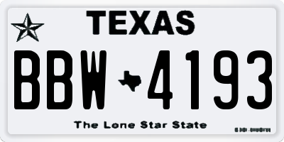TX license plate BBW4193