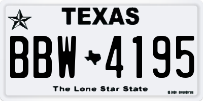 TX license plate BBW4195