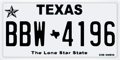 TX license plate BBW4196