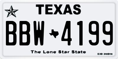 TX license plate BBW4199
