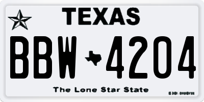 TX license plate BBW4204