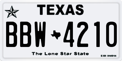 TX license plate BBW4210