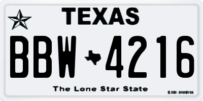 TX license plate BBW4216