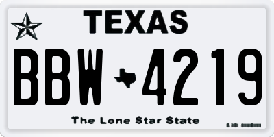 TX license plate BBW4219