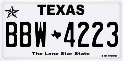 TX license plate BBW4223