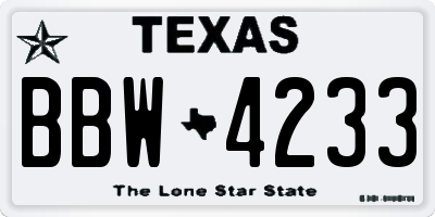 TX license plate BBW4233