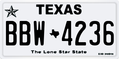 TX license plate BBW4236