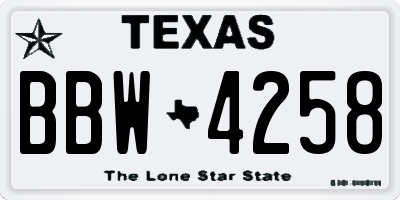 TX license plate BBW4258