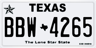 TX license plate BBW4265