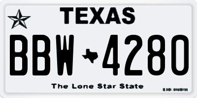 TX license plate BBW4280