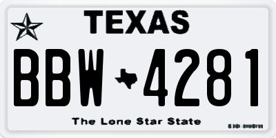 TX license plate BBW4281