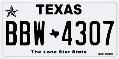 TX license plate BBW4307