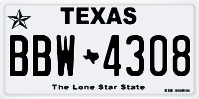 TX license plate BBW4308